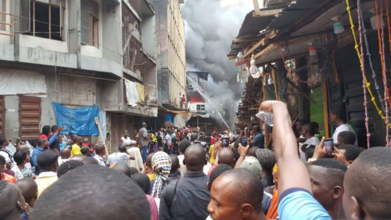 Update: Four Storey Building Collapses In Balogun Market Fire