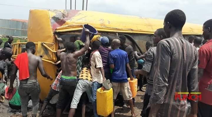 Residents Reportedly Scooping Diesel From Fallen Tanker Amid Lockdown