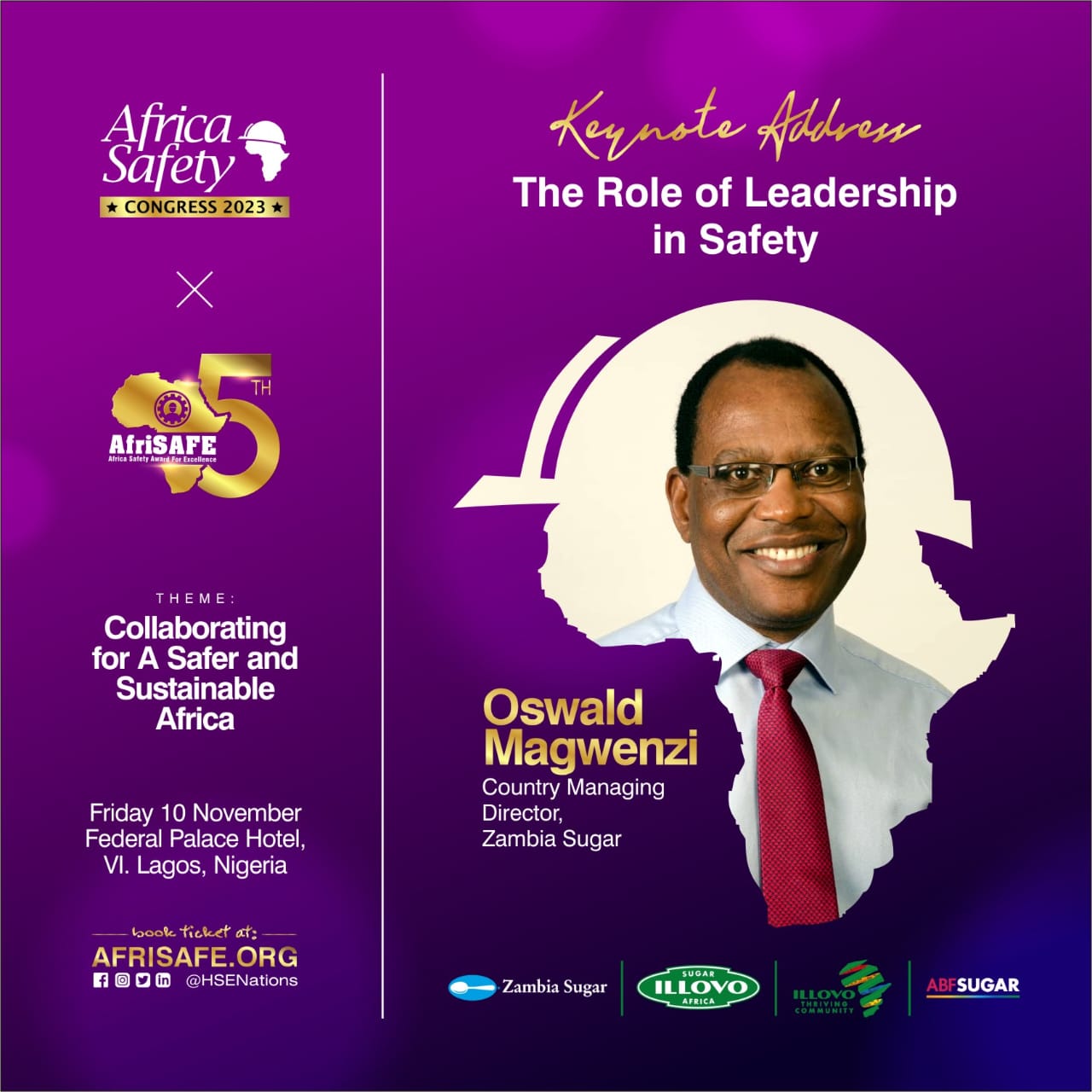 Oswald Magwenzi, Zambia Sugar CEO, to Deliver Keynote Address at Africa Safety Congress 2023