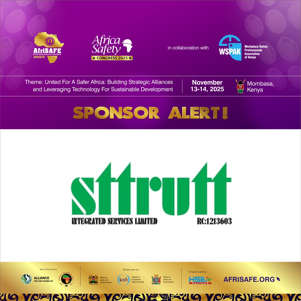 QHSESG Systems Experts – Strutt Integrated Services Sponsors AfriSAFE 2025
