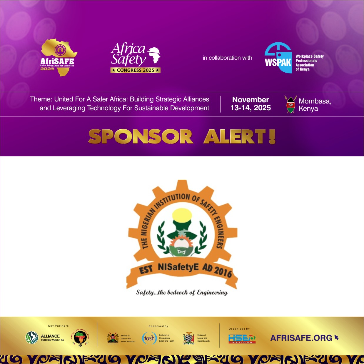 Safety Engineering Frontliner, NISafetyE Joins AfriSAFE 2025 as Sponsor