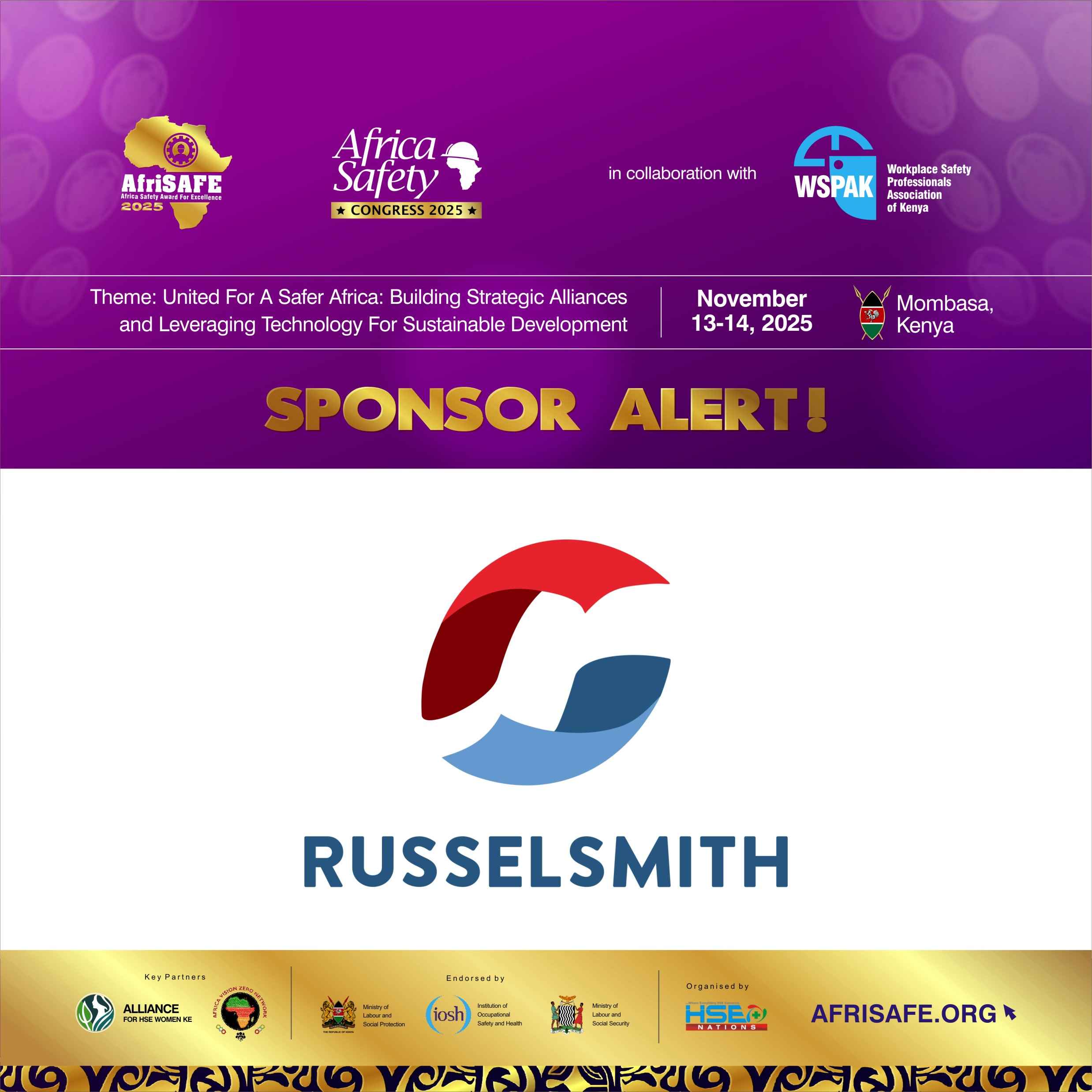 Industrial Innovation Giant, RusselSmith, Signs on as AfriSAFE Silver Sponsor
