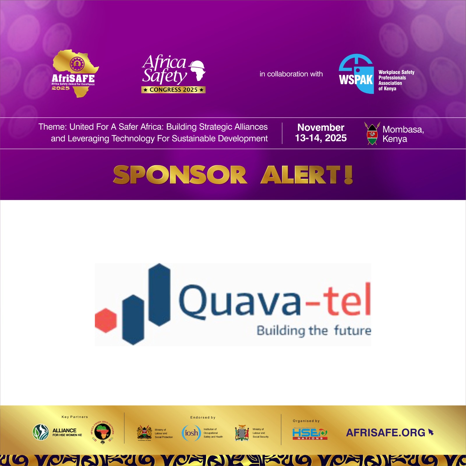 Leading East African Telecom Infrastructure Firm, Quavatel Limited, Sponsors AfriSAFE 2025