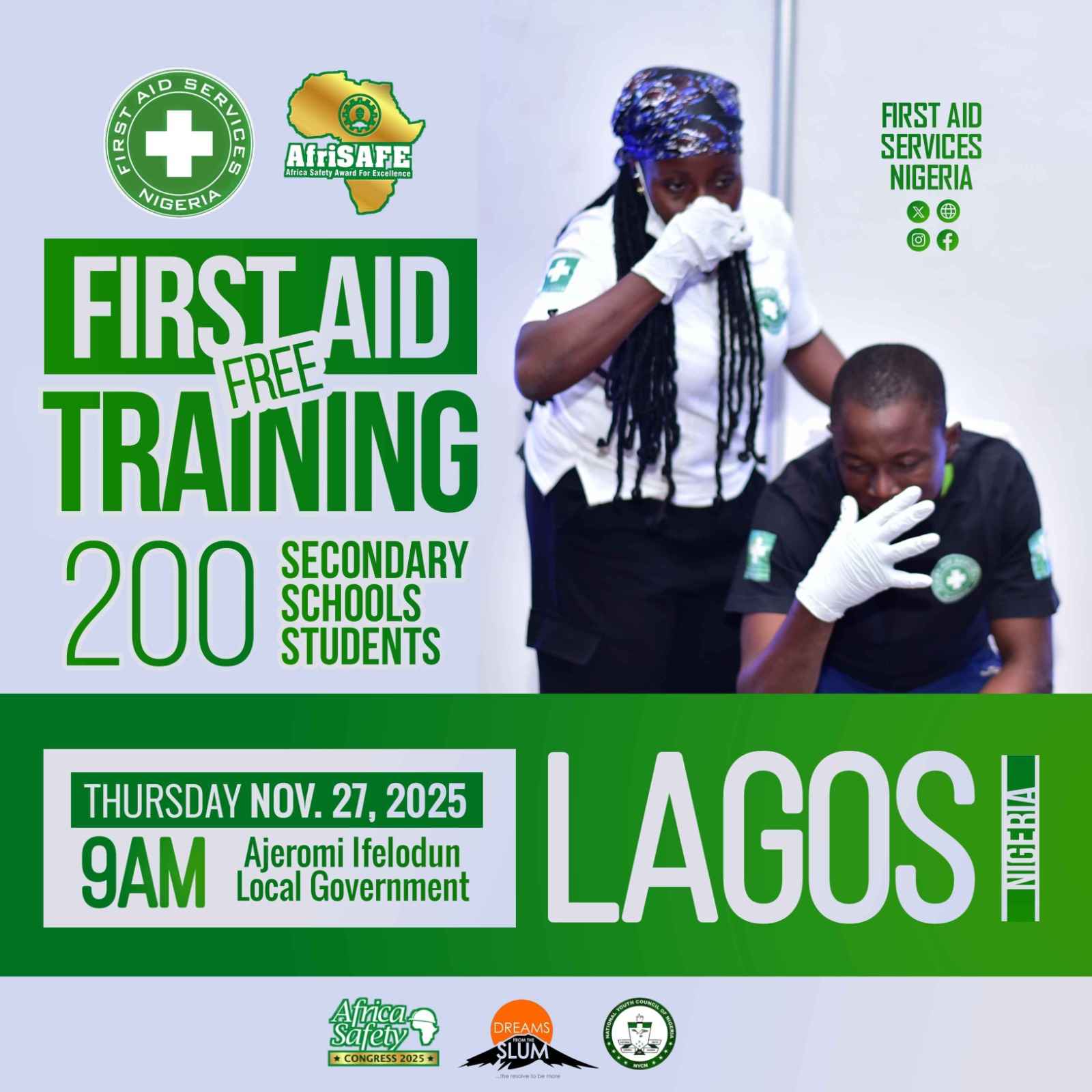 AfriSAFE, First Aid Services partner to empower 200 school students on First Aid in Lagos