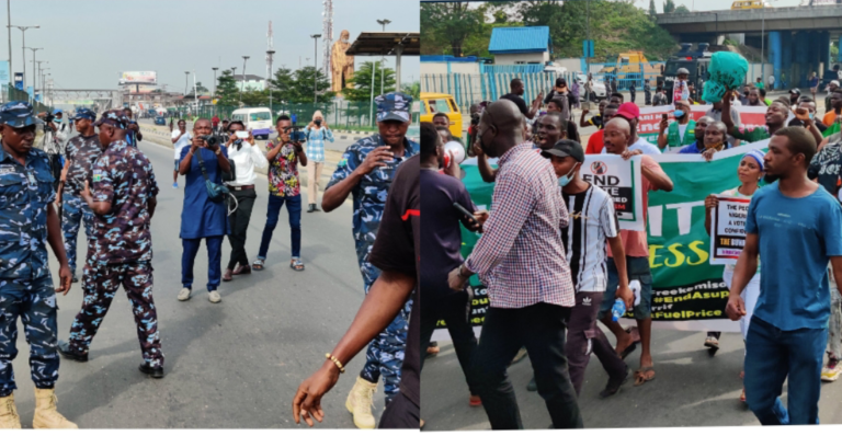 Police Barricades Eko bridge, shoot and  teargas at Protesters in Ojota