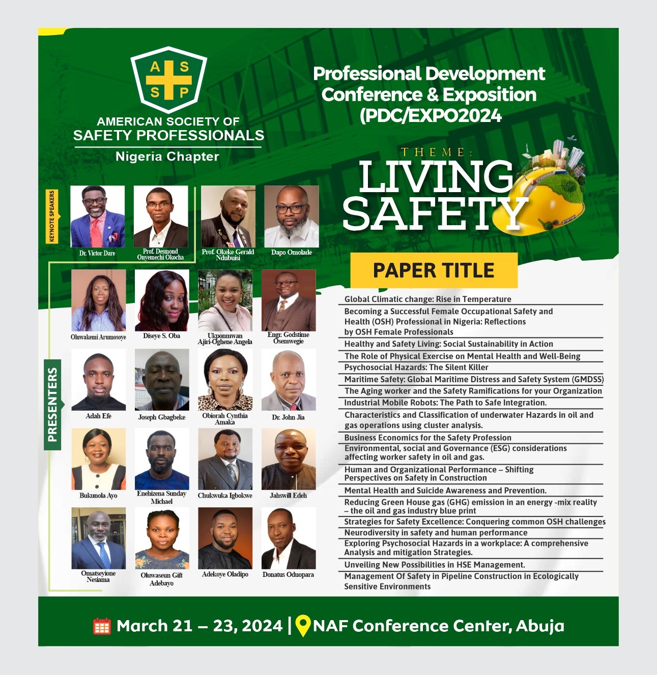 Elevating Occupational Safety: ASSP-Nigeria Chapter Presents PDC+EXPO 2024